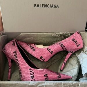 Balenciaga Square Knife pumps pink crystals